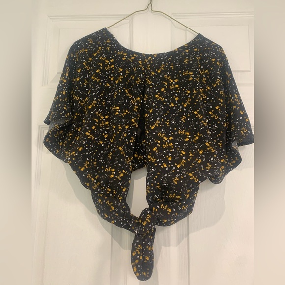 Dynamite black floral top with tied open back - Picture 3 of 4